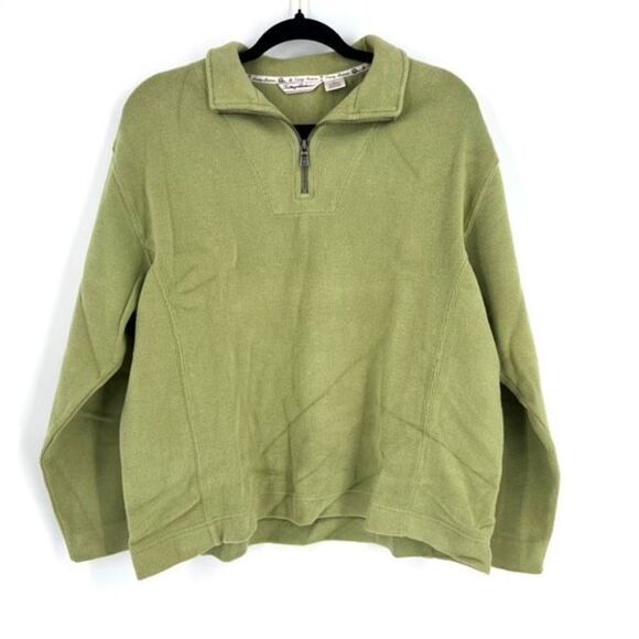 Tommy Bahama Unisex Quarter‎ Zip Mock Neck Long Sleeve Sweater Green Size Large - Picture 1 of 8